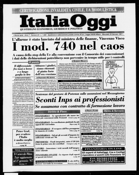 Italia oggi : quotidiano di economia finanza e politica